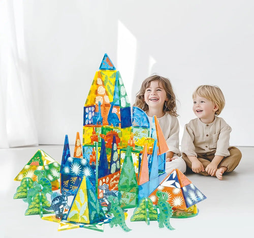 106 PCS Dinosaur Magnetic Tiles Set,Magnet Building Blocks Dino World Toys,TEM AUTHENTICATED,Magnet Tiles Animals for Toddlers B