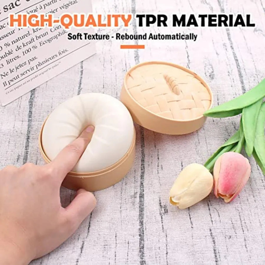 Dumpling Squishy with Box — Stretchy Kawaii Desk Stress Reliever