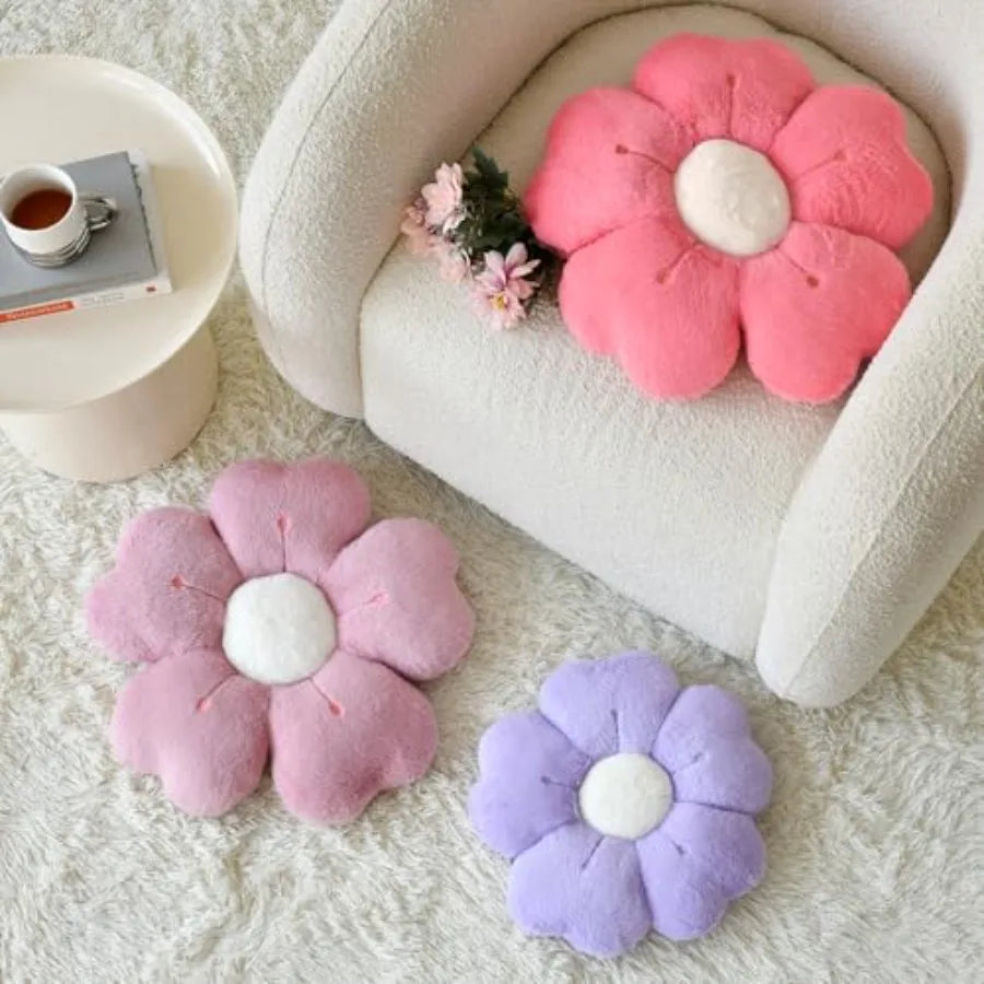 Flower-Shaped Faux Fur Pillow