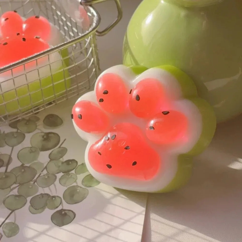 Watermelon Cat Paw Antistress Squishy Toy — Summer Edition Mochi