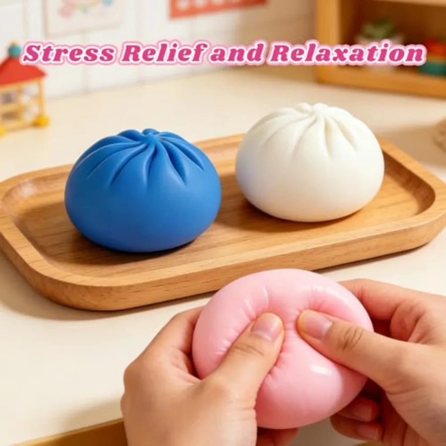 Colorful Dumpling Stress Ball Set — 3.4" Fidget Squeeze Toy