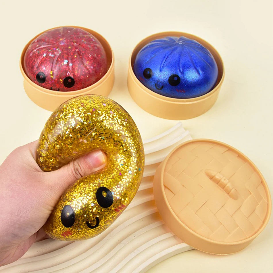 11 Styles Giant Dumpling Squeeze Toy with Bamboo Steamer