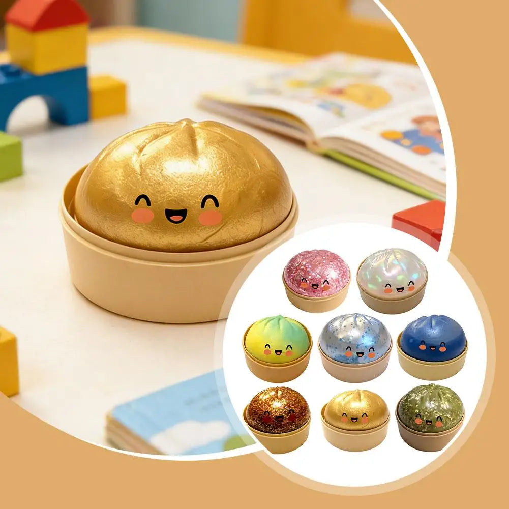 Giant Dumpling Squishy with Bamboo Steamer — 1 Piece | Pick 1 of 21 Colors | Ships Same Day USA