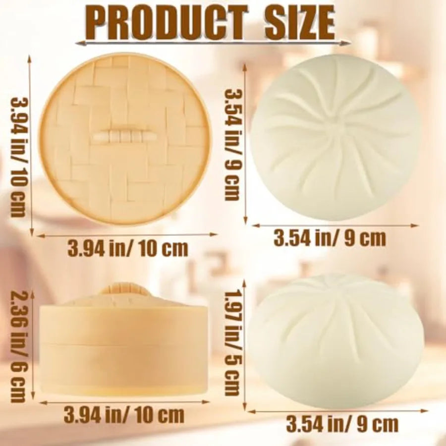 Giant White Dumpling Squishy 2-Pack with Steamer Box