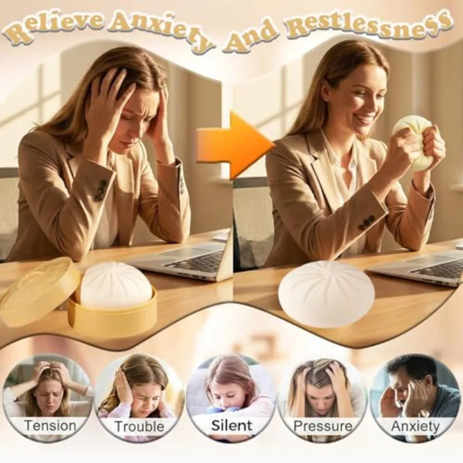 Giant White Dumpling Squishy 2-Pack with Steamer Box