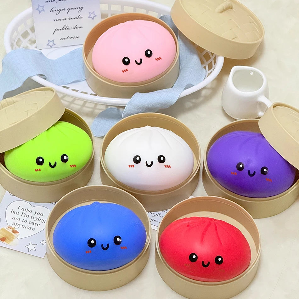 11 Styles Giant Dumpling Squeeze Toy with Bamboo Steamer