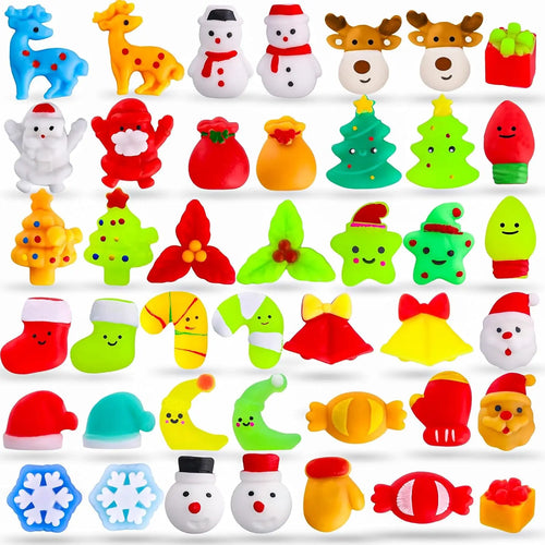42-Pack Christmas Squishies Stocking Stuffers — Mochi Fidget Bulk Set