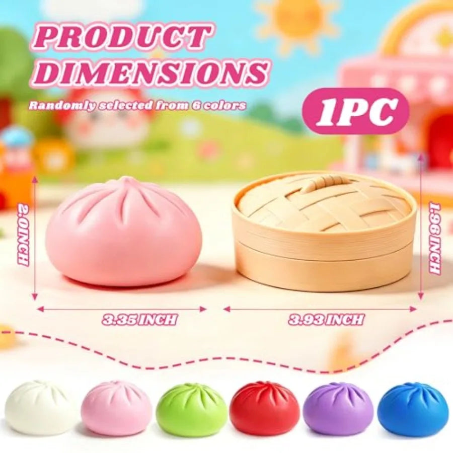 Colorful Dumpling Squishies 3.4" — Sensory Fidget Toy with Steamer