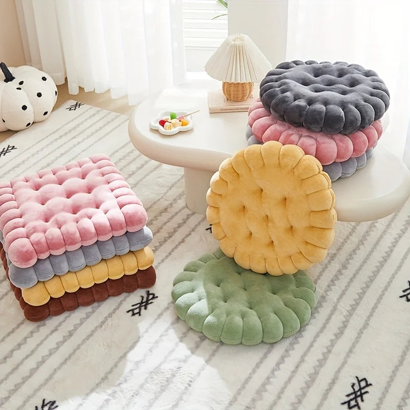 Biscuit-Shaped Plush Cushion