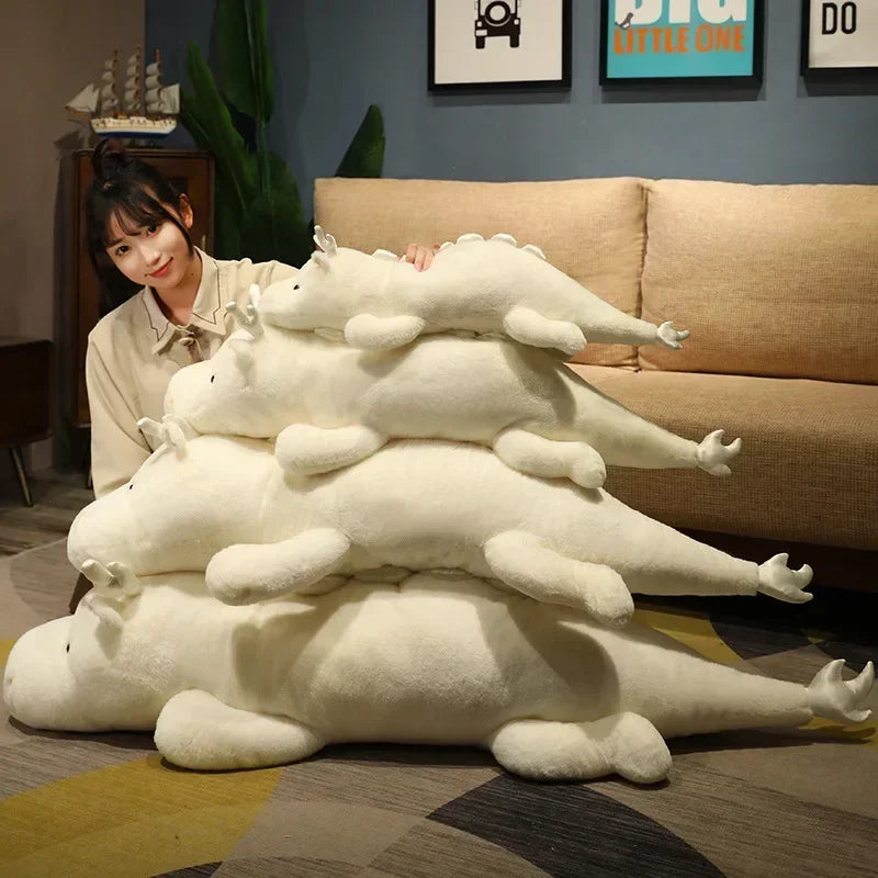 Large White Dragon Plush Toy - Kawaii Stuffed Dinosaur
