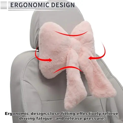 Pink Bow Memory Foam Headrest Pillow