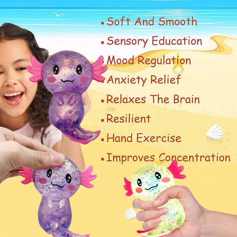 Glitter Axolotl Squishy Toy
