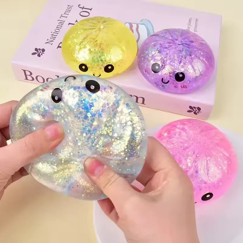 Mini Flash Glitter Dumpling Squeeze Ball — Slow Rebound Sensory Toy