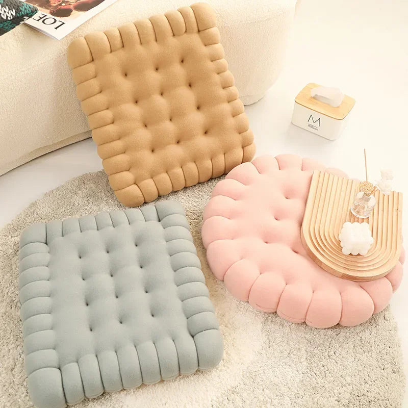 Biscuit-Shaped Plush Cushion