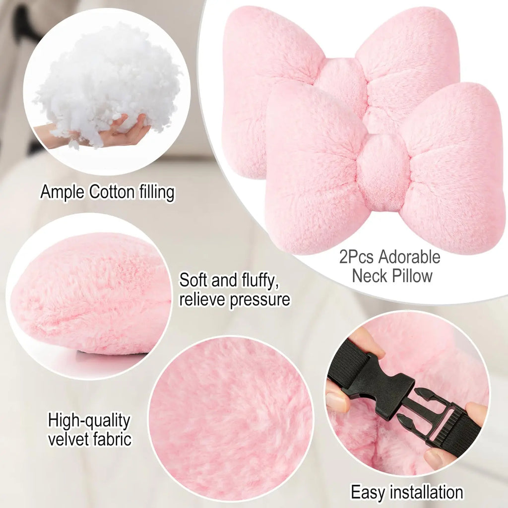 Bow Headrest Car Neck Pillow Set (2-Pack)