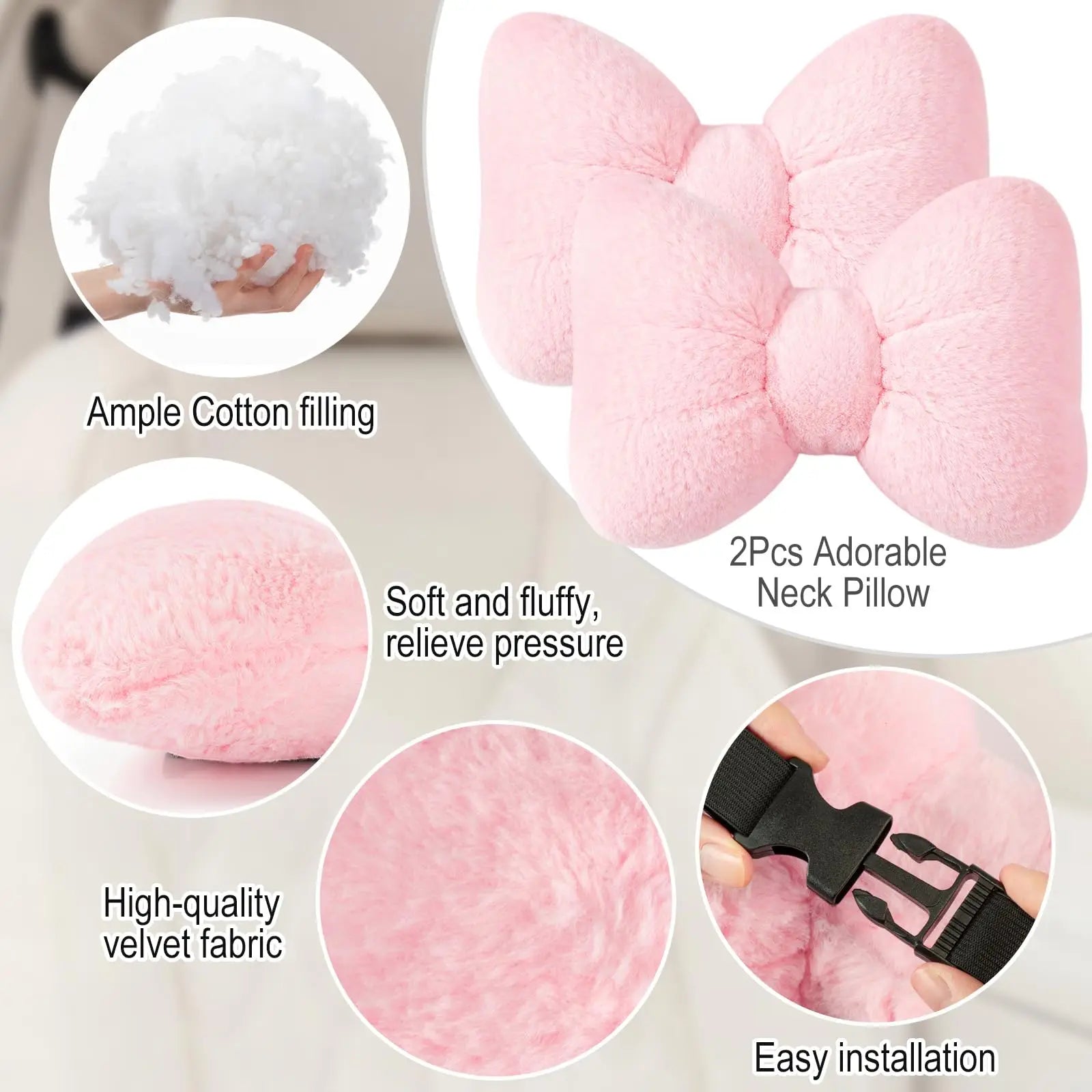 Bow Headrest Car Neck Pillow Set (2-Pack)
