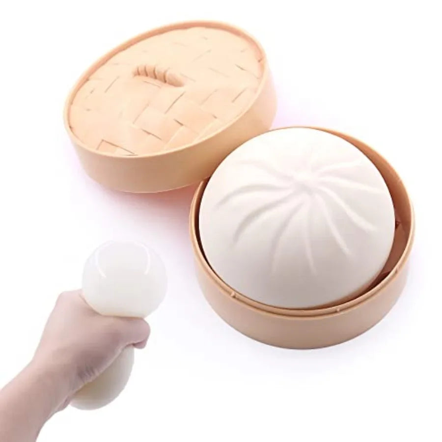 Dumpling Squishy with Box — Stretchy Kawaii Desk Stress Reliever