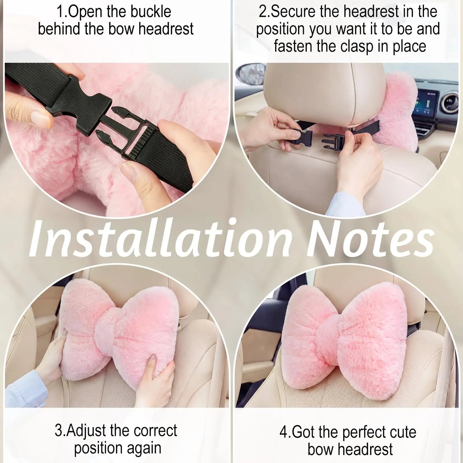 Bow Headrest Car Neck Pillow Set (2-Pack)