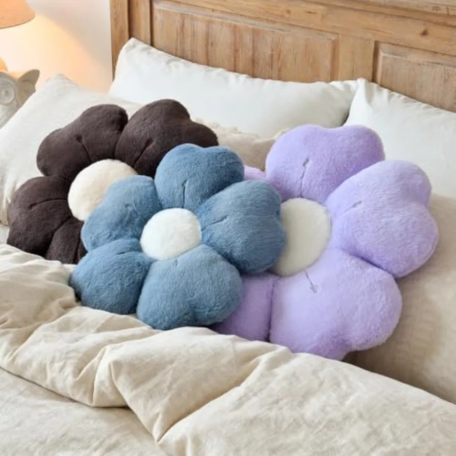 Flower-Shaped Faux Fur Pillow