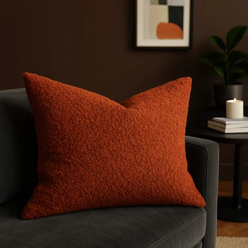 Sherpa Throw Pillow (Rust Brown)