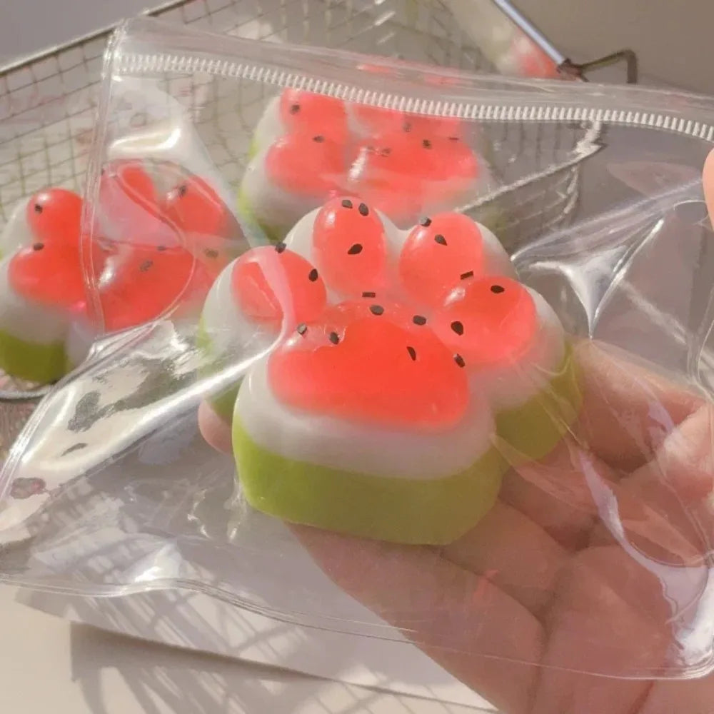 Watermelon Cat Paw Antistress Squishy Toy — Summer Edition Mochi