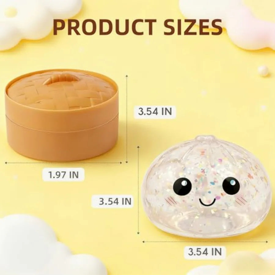 2-Pack Transparent Glitter Dumpling Squishies with Box