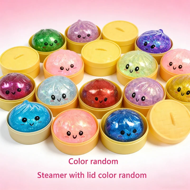 Mini Flash Glitter Dumpling Squeeze Ball — Slow Rebound Sensory Toy
