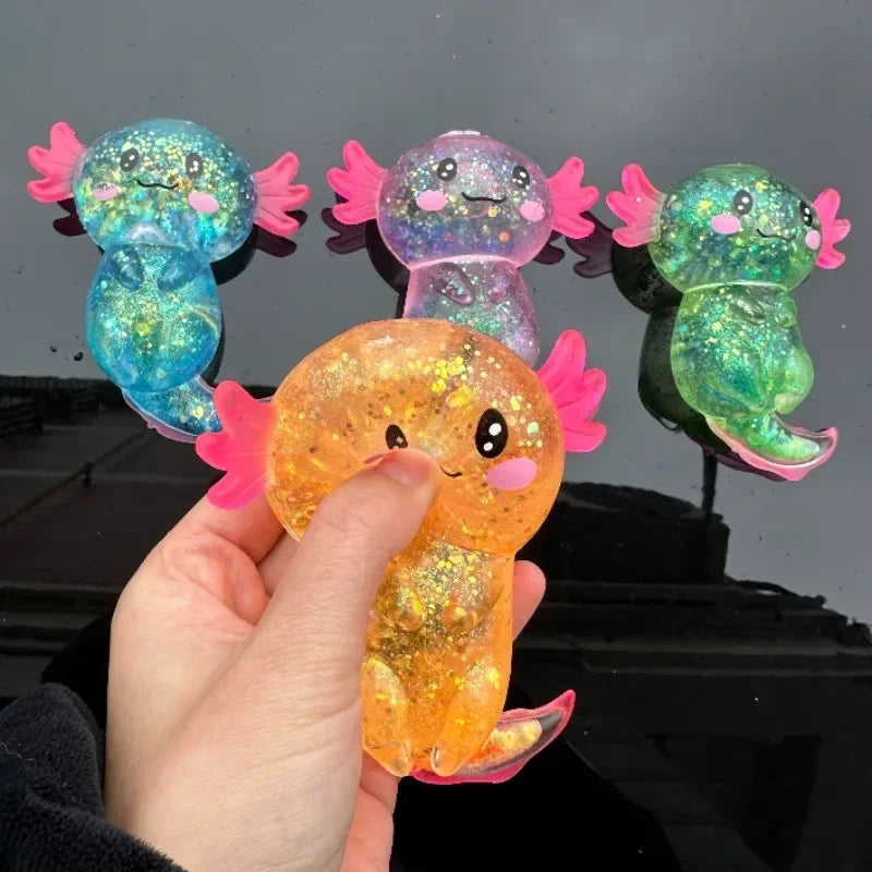 Colorful Salamander Maltose Squishy — Stretchy Axolotl Anti-Anxiety Toy