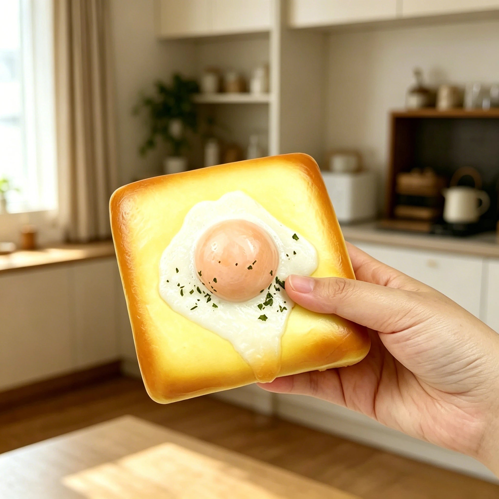 Fried Egg Toast Squishy — Slow Rising Novelty Toy
