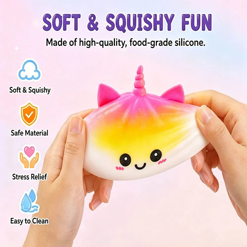 Kawaii Purple Unicorn Dumpling Squishy — Giant Bao Bun Stress Toy