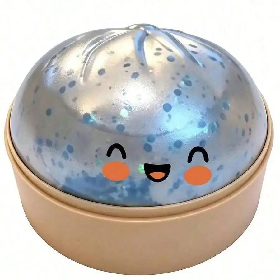 Realistic Giant Dumpling Squeeze Toy with Bamboo Steamer — TPR Dough Ball