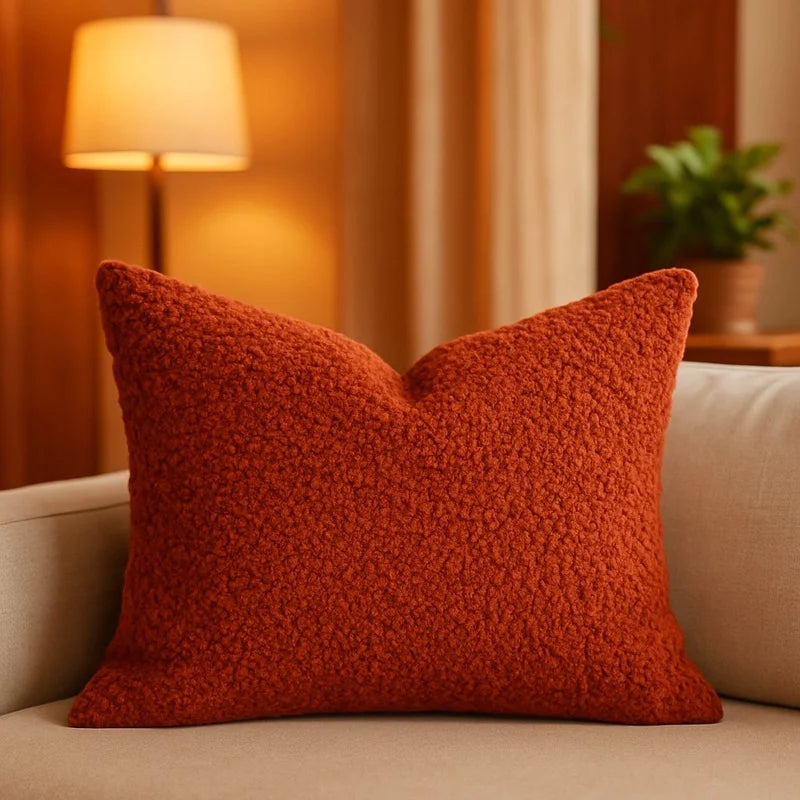 Sherpa Throw Pillow (Rust Brown)