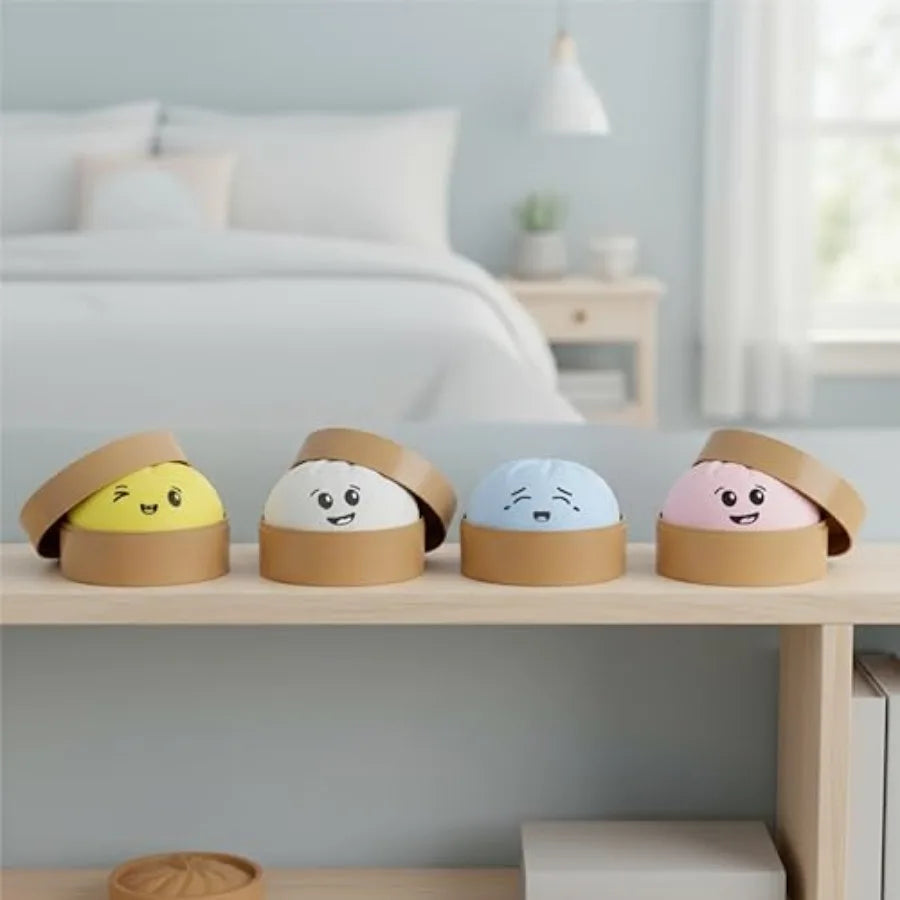 Squishy Bao Dumpling Sensory Toy with Steamer Box — Ages 3+