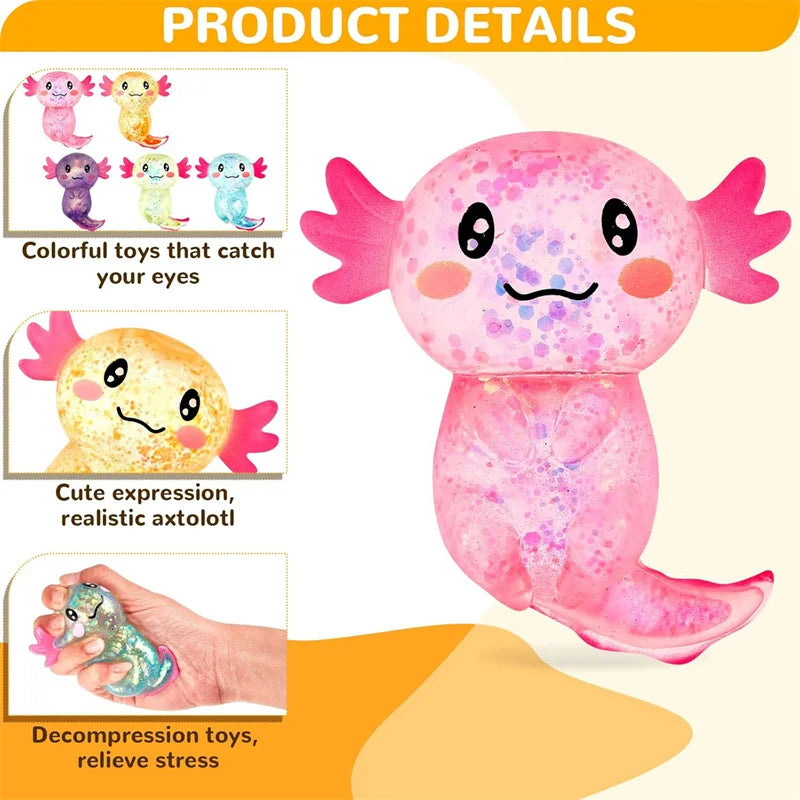 Glitter Axolotl Squishy Toy