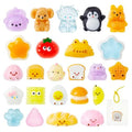 24-Pack Kawaii Taba Squishy Toy Keychains — Animal and Food Fidget Set