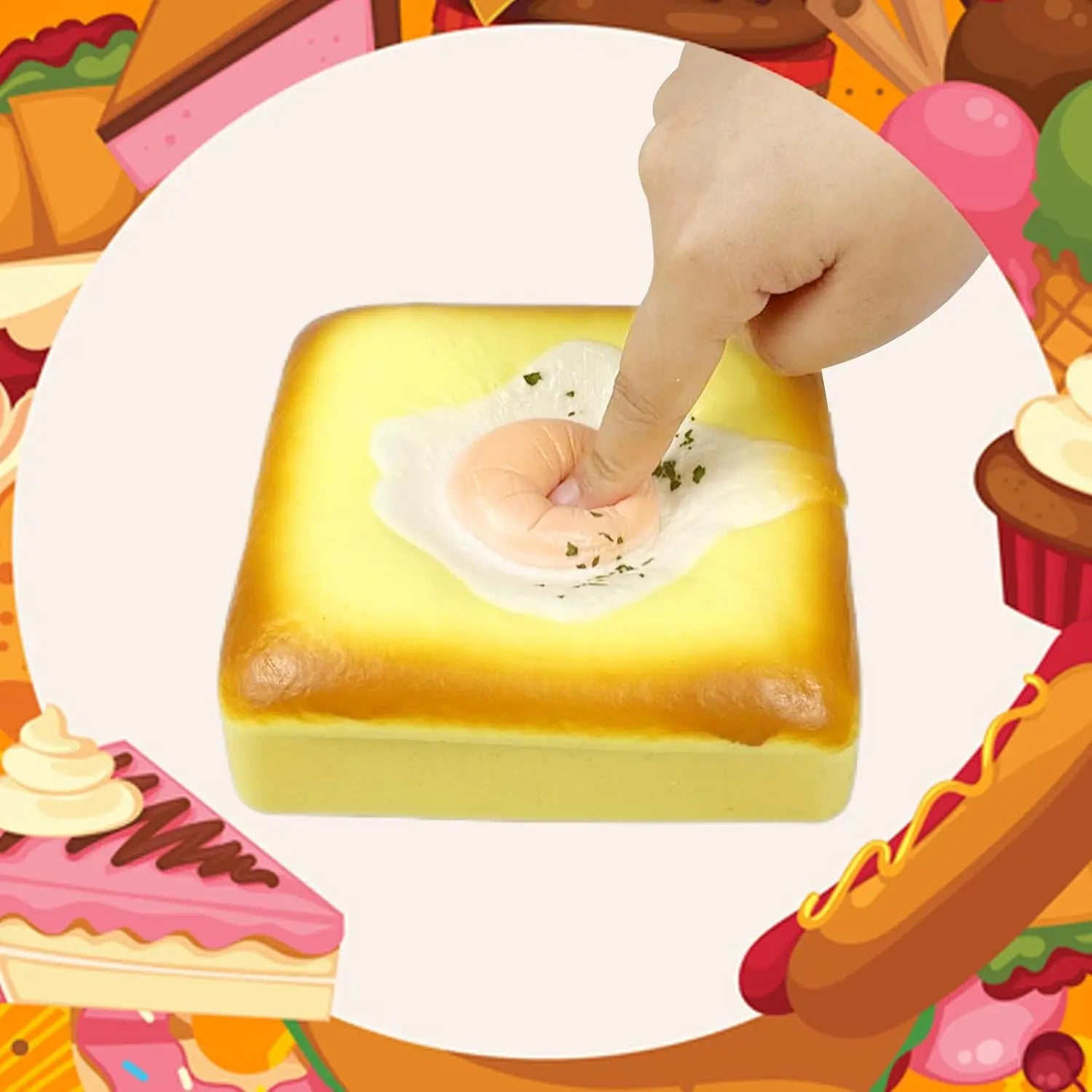 Fried Egg Toast Squishy — Slow Rising Novelty Toy