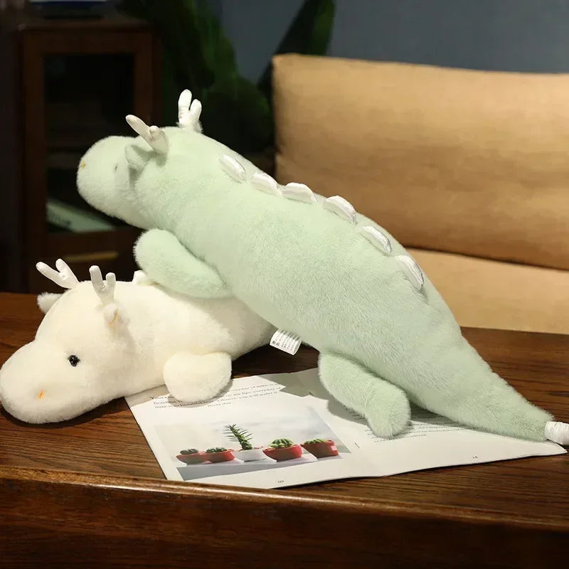 Large White Dragon Plush Toy - Kawaii Stuffed Dinosaur