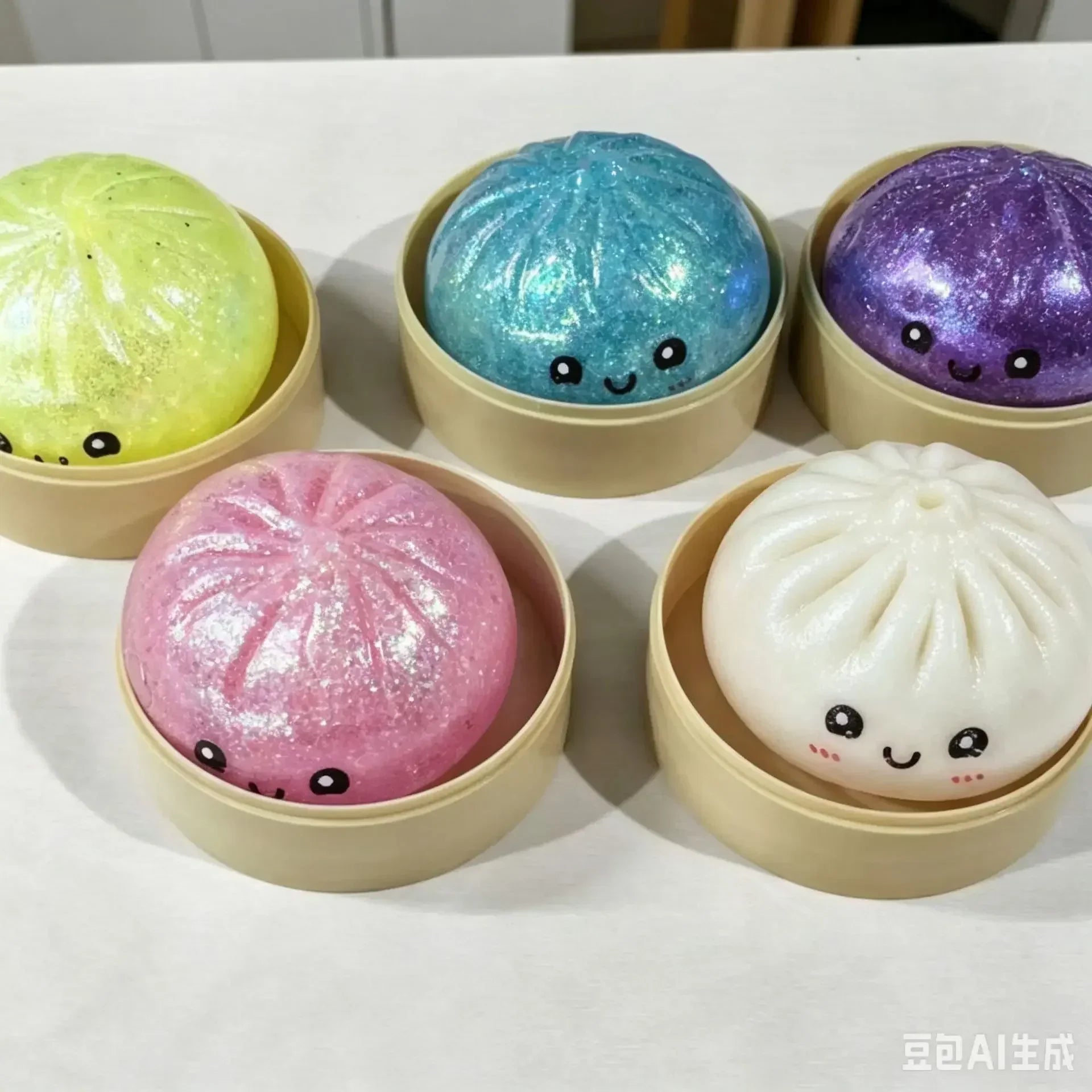 1-Piece Glitter Dumpling Squishy with Box — Stress Relief Birthday Gift