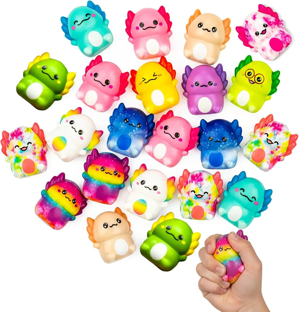 24-Pack Axolotl Squishy Toys — Soft Slow Rising Sensory Fidget for Kids