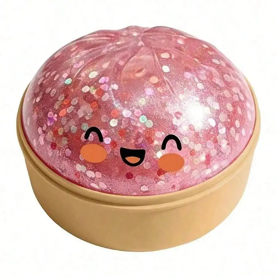 Realistic Giant Dumpling Squeeze Toy with Bamboo Steamer — TPR Dough Ball